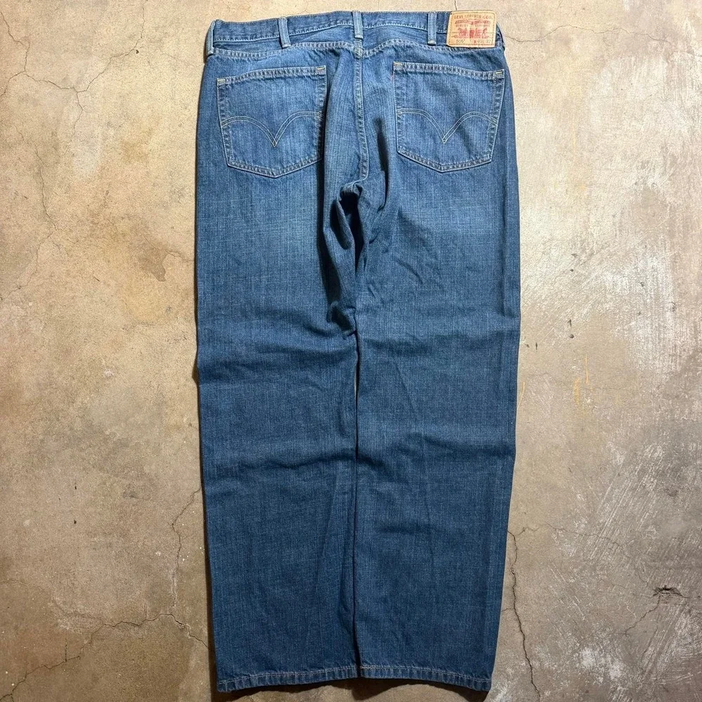 Levis 505 Straight Fit Blue Denim Jeans Mens 40x32 Baggy Straight Leg
